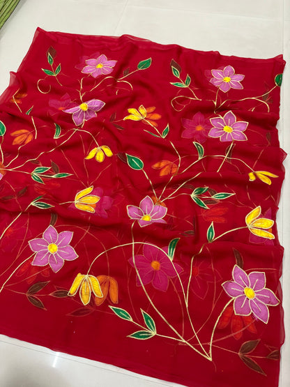 Brush print & flowers ￼