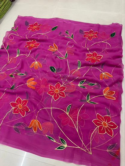 Brush print & flowers ￼