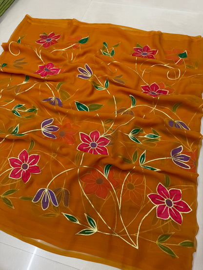 Brush print & flowers ￼