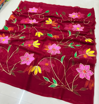 Brush print & flowers ￼